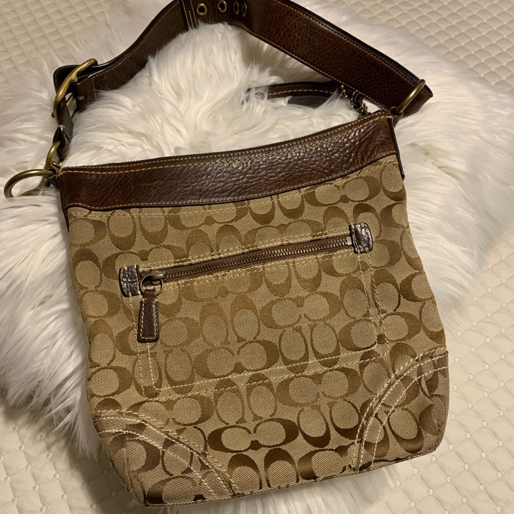 COACH Monogram Tan Patterned Crossbody Bag